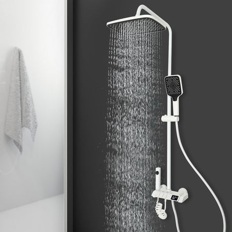 Sistema de ducha, grifería de ducha moderna de acero inoxidable, ducha de efecto lluvia, función de masaje, con cabezal de ducha, panel de ducha LED, columna de ducha para hogares y hoteles, color bla (1/5)