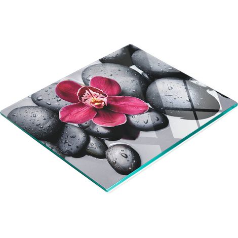Tabla de cocina de vidrio templado con dise帽o de orqu铆deas, 60x52 cm (1/5)