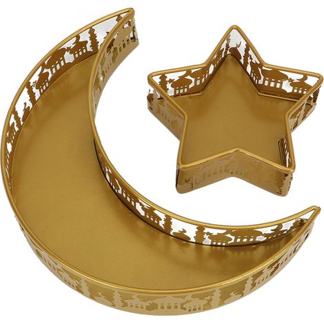 Assiettes décoratives en forme de lune et étoile, plateau de service doré pour fruits, desserts, noix, présentoir de table (1/5)