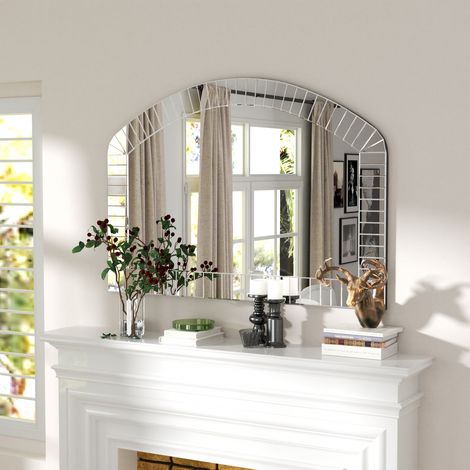 Large Arched Wall Vanity Mirror Frameless 100cm x 70cm (1/5)