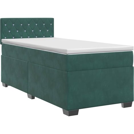 Maison Exclusive - Letto box spring con materasso Verde Scuro 90 x 200 cm Velluto (1/5)
