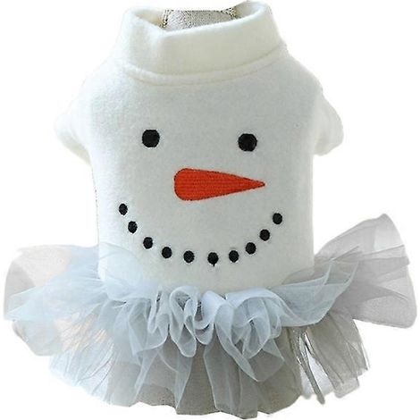 Robe pour chien motif bonhomme de neige, tenue de Noël pour animal, jupe automnale pour chien, taille M, vêtement de fête pour petit chien. (1/4)