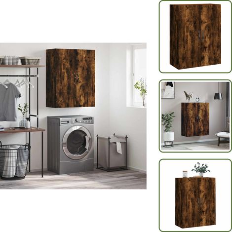 Wandschrank Räuchereiche 69,5x34x90 cm Holzwerkstoff - Hängeschrank - Sideboard - Regal - Wandschrank - Holzmöbel