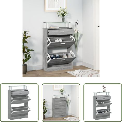 vidaXL Holzschrank - Schuhschrank Grau Sonoma 63x24x104 cm Holzwerkstoff (1/5)