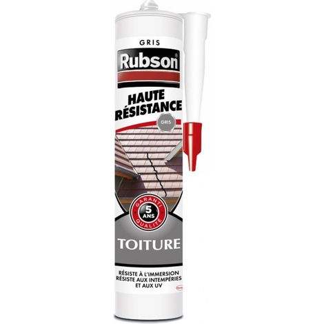 Rubson – Mastic d'étanchéité toiture 280 ml gris – Haute résistance pour béton, ciment, tuile et ardoise – Application facile et peinture possible (1/2)