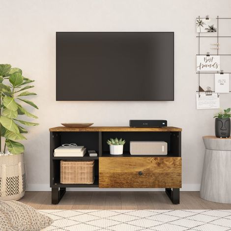 Meuble TV-Banc TV-Meuble Télé 80x33x46 cm bois de manguier et d'ingénierie 280321 (1/5)