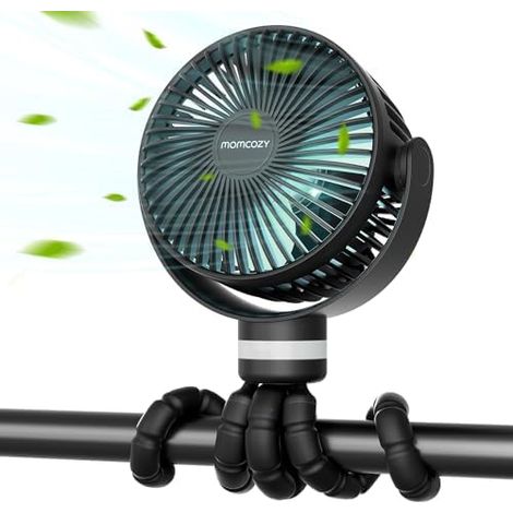 Momcozy 8000 mAh Tragbarer Kinderwagen-Ventilatoren,27H Akkulaufzeit Clip Ventilator, 360° drehbar & abnehmbarer Lüfter, LED-Nachtlicht, wiederaufladbarer USB-Ventilator,Reisen, Autositz, Büro (1/5)