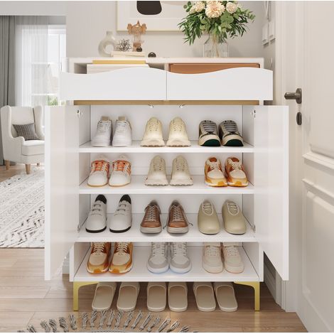 Mueble almacenamiento con LED puertas y estilo blanco OKMYHOME (1/5)