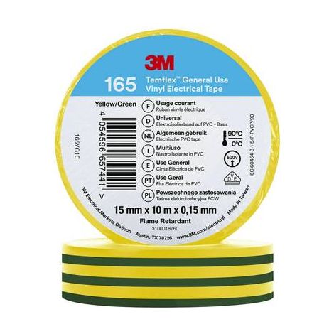 3M TEMFLEX 165 165YG1E RUBAN ISOLANT TEMFLEX 165 JAUNE (L X L) 10 M X 15 MM 1 PC(S)