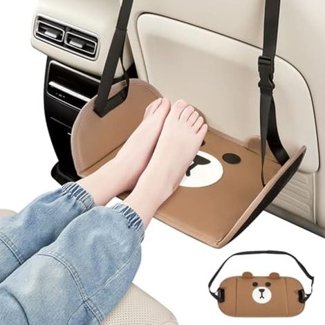 Repose-pieds réglable pour voyages en avion - Repose-pieds portable pour les voyages en avion et en voiture, repose-jambes multifonctionnel pour enfants, marron confortable (1/5)