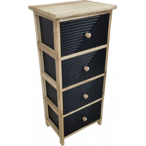 Mobiletto legno a 4 cassetti 34x25x77 cm per interno beige e nero Artec