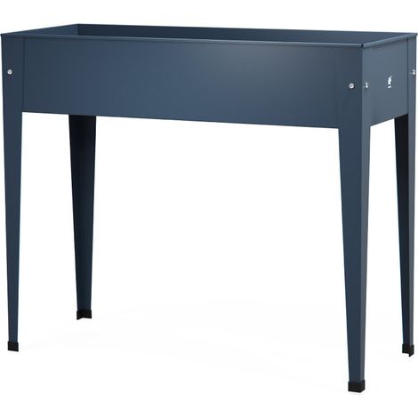 Lit surélevé en métal anthracite 100x40x84 cm – Design moderne – Résistant aux intempéries – Vidange d'eau intégrée – Pour balcon et terrasse – Herstera (1/5)