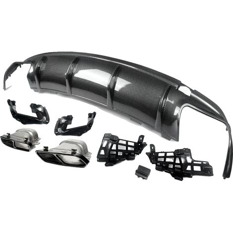 Diffuseur de pare-chocs arrière, compatible avec Mercedes Benz W117, design sportif, Aspect Fibre de Carbone (1/2)