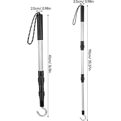 Kit de Système D'abaissement D'échelle de Grenier, Tige Télescopique avec Crochet - Perche Extensible en Alliage D'aluminium pour Abaissement D'échelle de Grenier, (1/4)
