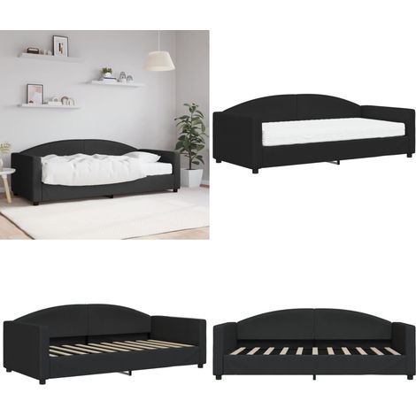 vidaXL Tagesbett mit Matratze Schwarz 90x190 cm Stoff (1/5)