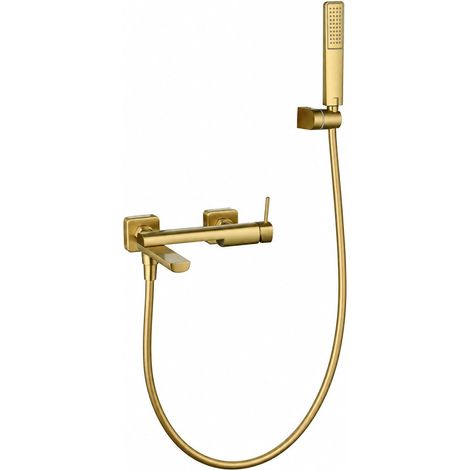 IMEX - Grifo monomando de bañera y ducha Firenze, Oro cepillado (1/5)