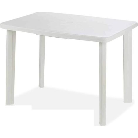Table de jardin - JUANIO - JUANIO - Plastique blanc - 101x68x72 cm - Trou parasol (1/4)