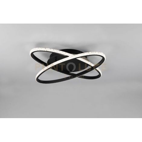 LANE PLAFONIERA LED 27W 3500lm, 4000K NERA CON DIFFUSORE EFFETTO CRISTALLO E DIMMERAZIONE INTENSITA' CON INTERRUTTORE D. 58CM
