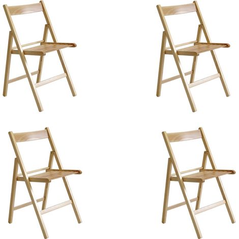 Sedia richiudibile per campeggio casa giardino in legno massello Naturale set 4 (1/2)