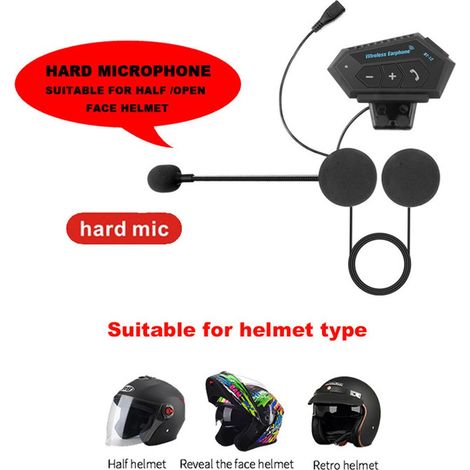 2 écouteurs Bluetooth stéréo pour moto, mains libres avec micro intégré, lecteur de musique sans fil, pour motocyclistes