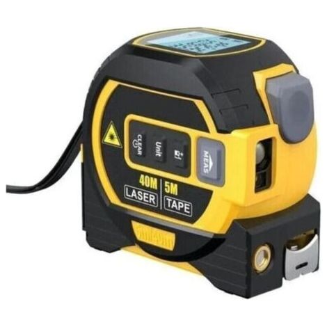 Mètre Laser Numérique 3 in 1 avec ligne laser croisée, 131Ft Télémètre Laser Numérique, 16Ft Mètre à Ruban avec Rétroéclairage LCD pour Distance, zone, Le volume (1/4)