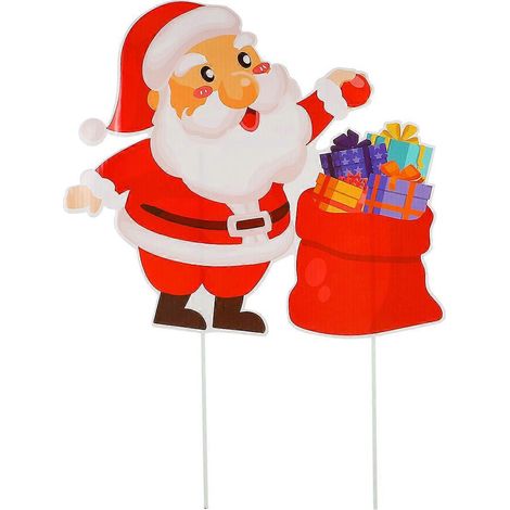panneau de Noël décoratif pour pelouse avec le Père Noël, panneau creux, accessoire de Noël-31.5X28.5CM (1/3)