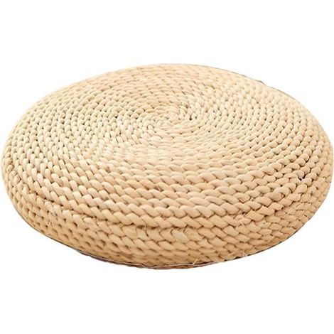 Coussin rond en paille, tapis de sol Tatami rond épais, pour la maison, le fitness, le yoga, la méditation, tapis de sol rembourré en soie, tapis de yoga, kaki 40 x 40 cm (1/5)