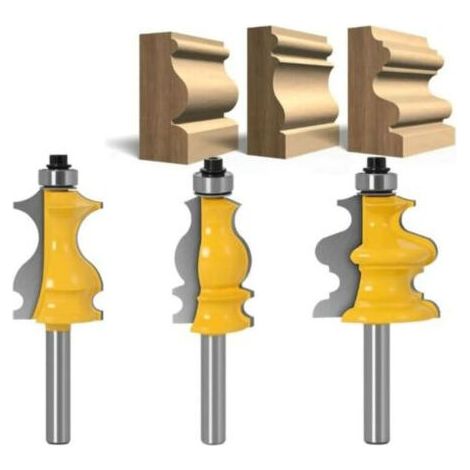 Lot de 3 Fraises à Défoncer pour Moulures Architecturales 8 mm, Mèche de Routeur pour le Travail du Bois (1/5)