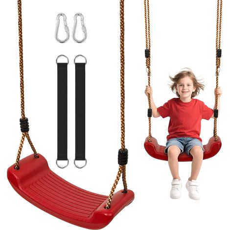 Balançoire extérieure, balançoires réglables en Hauteur pour Enfants, Accessoires de balançoire avec 2 Sangles de hamac et 2 mousquetons pour Aire de Jeux extérieure (1/5)