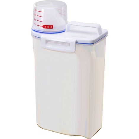 Contenedor de arroz portátil y compacto con capacidad para 2 kg, diseño de caja, de plástico PP, hermético, para almacenamiento de alimentos, color transparente.