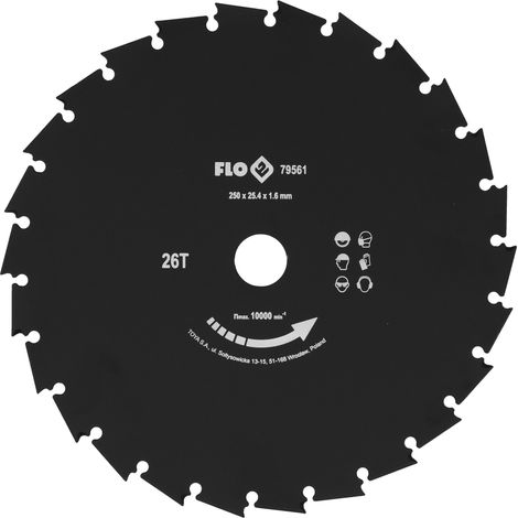 Schneidscheibe für Motorsense 250 mm, 25,4 mm Aufnahme, 26 Zähne