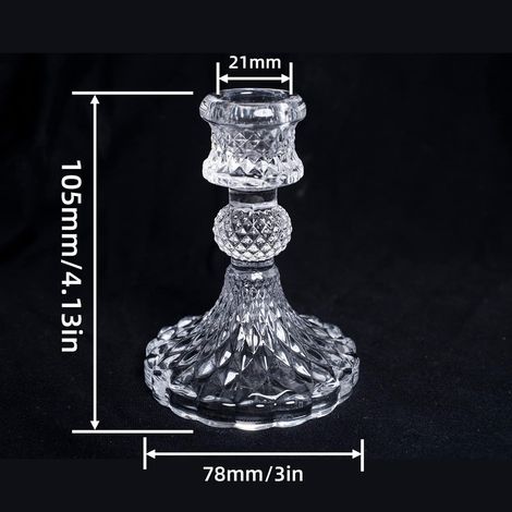 Ensemble de 4 bougeoirs en verre cristal, bougeoirs décoratifs en verre transparent pour bougies coniques (1/5)
