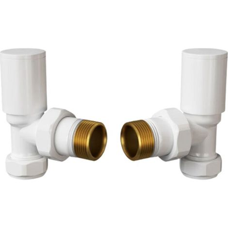 Heatwave Round White Angled Radiator Valves Pair