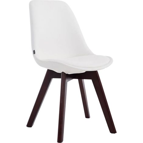 Sedia da sala da pranzo x1 in stile scandinavo con supporto in PVC bianco 4 gambe in legno color noce 100003751