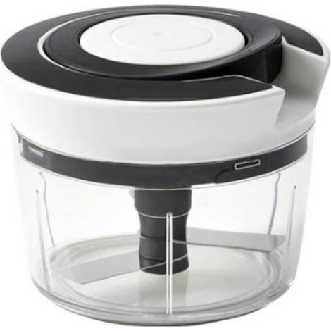 Mini Hachoir Manuel pour Légumes - Fonctionnement Simple Sans Électricité - en Acier Inoxydable Résistant et Durable - Base Antidérapante - Noir/Blanc (1/5)