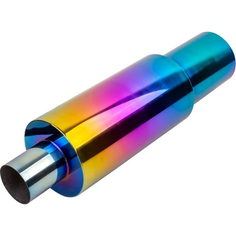 Silencieux d'Échappement Voiture 63MM Pot d'Échappement Acier Inoxydable Bruit Echappement Sport Voiture Résonateur Diesel Embout Silencieux Turbo Droit Universel SUV Camionnette (Coloré) (1/5)
