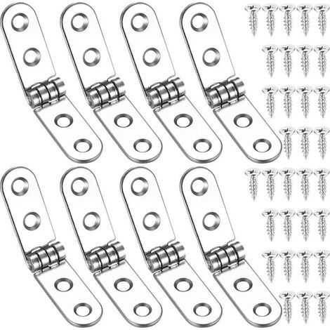 Pair 8 Pcs Charnières Pliantes à 180 Degrés, Charnières Rabattables, Charnière de Porte Autonome pour Machine à Coudre, Table Pliante, Meubles de Cuisines, Armoires, Portes (1/4)