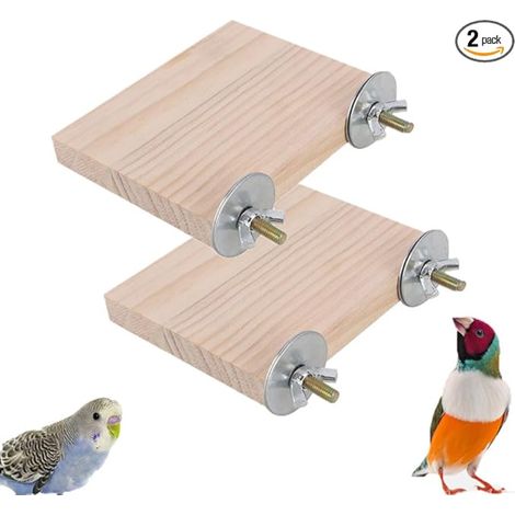 Bird Platform Wooden Platform for Birds Cage Accessories for Parrots Parrot Hamster Gerbil Small Animals Rectangular, 15 x 8cm (1/4)