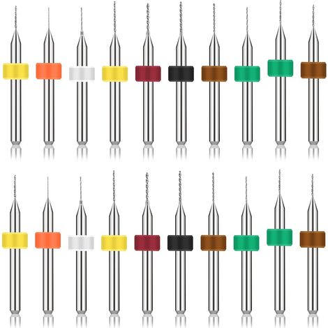 20 Stück Micro Bohrer Set, 0,3mm - 1,2mm PCB Micro Spiralbohrer Wolframstahl Mini bohrer PCB Druckplatine Gravierbohrer Bits für Harz, Glas, Schmuck, Stanzen, Leiterplatten(0.3mm-1.2mm) (1/5)