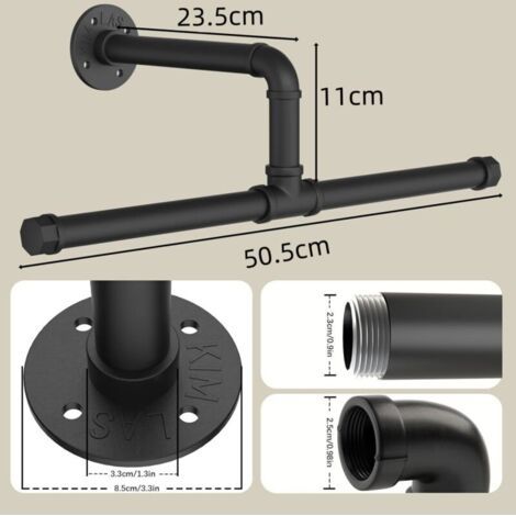 NALOOKAMIC Tringle à vêtements murale Yawinhe (51 cm), porte-manteau industriel amovible, gain de place pour salon ou chambre (1/3)
