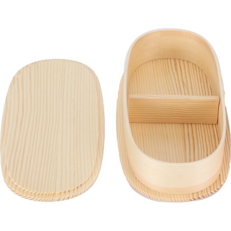 Boîte Repas Bento en Bois Style Japonais pour Étudiants et Professionnels, 19x10x9.5cm
