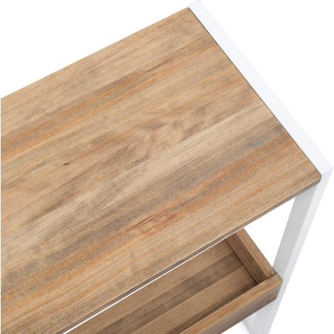 Consola iCub con bandeja 120x32x75cm Blanca en madera maciza de pino acabado vintage estilo industrial Box Furniture