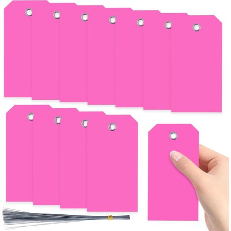 200Pcs Rose 4.72"x2.36" Étiquettes en Plastique à Trou d'œillet écrivable Imperméable Avec Kit d'assortiment de Fils, étiquettes Accrochées Étiquette Vide d'œillet Attachée (1/5)