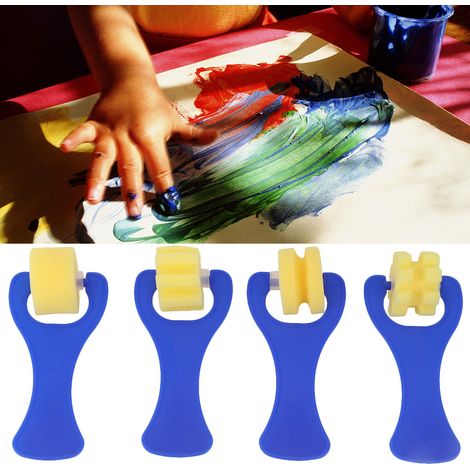 Pinceau éponge, rouleau éponge, matériel d'art, kit de peinture DIY pour enfants (4 pièces)