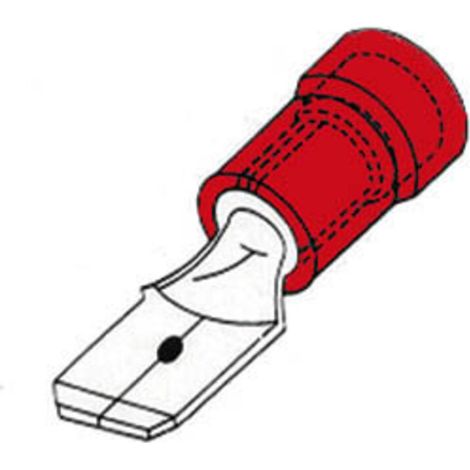 Cosse Mâle - 4.8 mm - Rouge - Pour Câblage Électrique - 10 Pièces