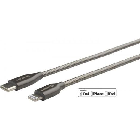 Cavo eSTUFF USB-C Lightning MFI da 1 m, spina a 8 pin, acciaio, ricarica rapida Apple USB-C PD, ES602160 (1/4)