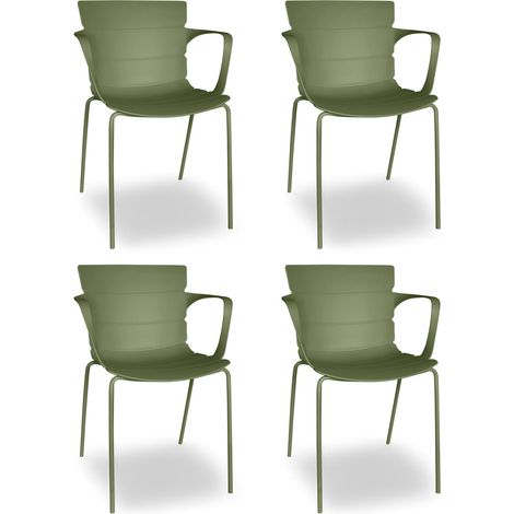 Lot de 4 fauteuils de table de jardin en polypropylène et métal, MONTAUK