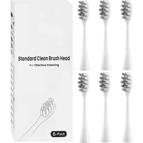 6 Pack Replacement Toothbrush Heads, Compatible with Electric Toothbrush Flow, X Pro, X Pro Elite, X Pro Digital, X Lite, X10, X Ultra, Air2, F1, White (1/5)