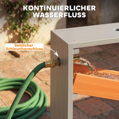 Table d'eau de sable en bois gris, table d'eau avec circuit aquatique, table à boue avec 2 bacs pour enfants de 3 à 8 ans (1/5)