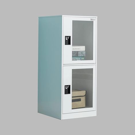 Petite Armoire de Rangement Verticale monocouche avec Cadenas, Porte en Verre, 2 ou 3 Compartiments, Convient familles, Bureaux, écoles, supermarchés et Autres (Gris foncé, G2V) (1/5)